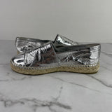 Chanel Silver Metallic Laminated Goatskin CC Espadrilles Size 37