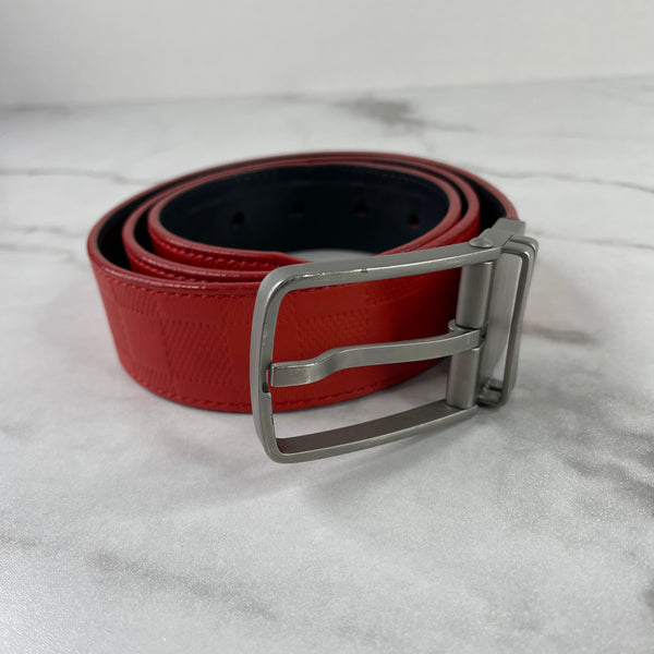 Louis Vuitton Men’s Damier Print Reversible Leather Red/Black Belt Size 85/34