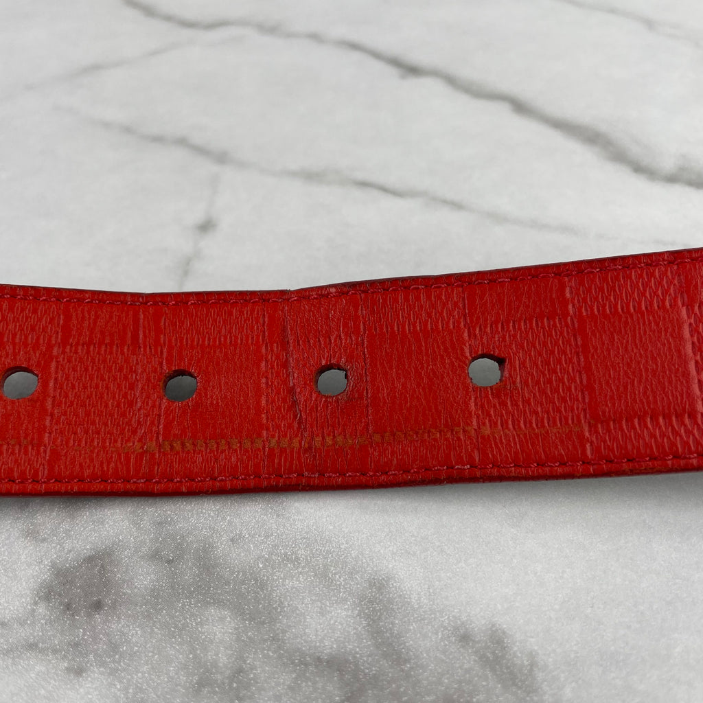 Louis Vuitton Men's Damier Print Reversible Leather Red/Black Belt Siz