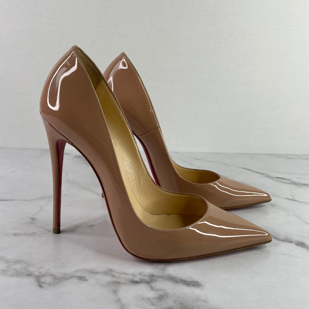 So kate patent leather heels Christian Louboutin Beige size 39.5 EU in  Patent leather - 17679486
