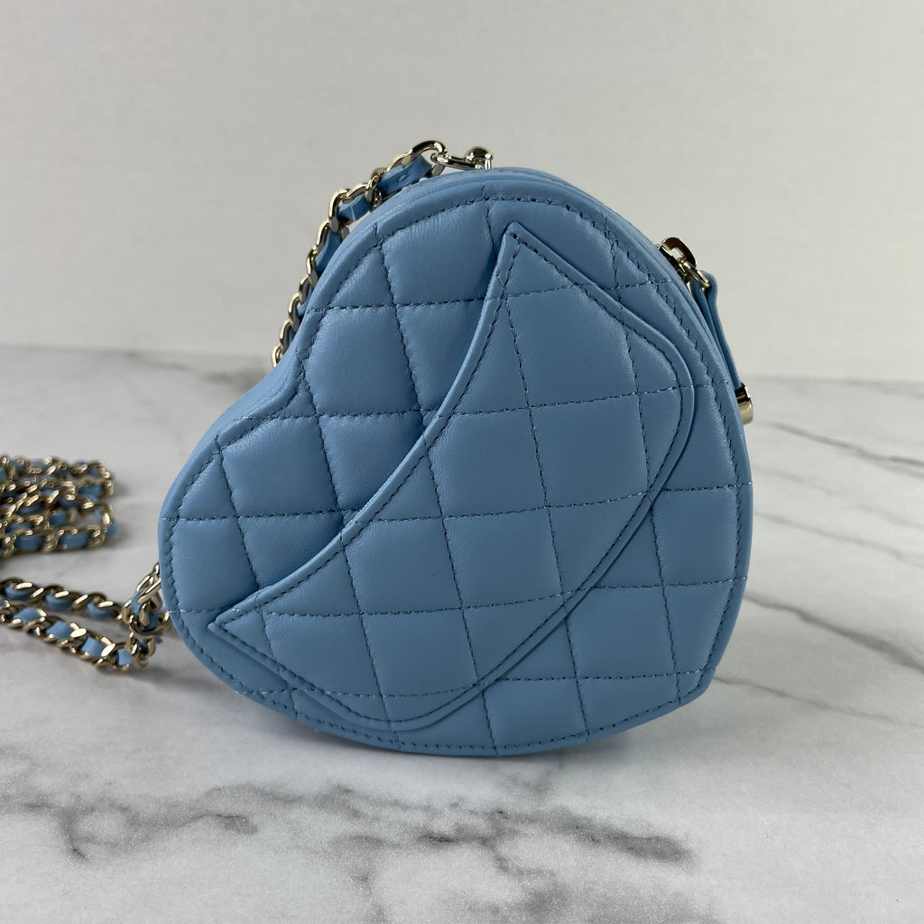 Buy Chanel 22S CC in Love Blue Lambskin Quilted Clutch | Limited Edition Heart Bag LGHW
