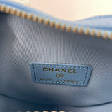 CHANEL Blue Lambskin Quilted CC In Love Heart Clutch With Chain Crossbody Bag