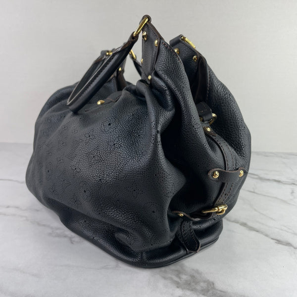 LOUIS VUITTON Black Monogram Mahina L Shoulder Bag