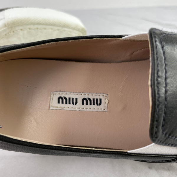 Miu Miu Metal Cap Black Leather Slip-On Sneakers Size 35