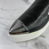 Miu Miu Metal Cap Black Leather Slip-On Sneakers Size 35