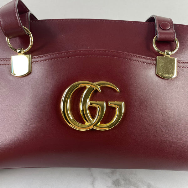 GUCCI Burgundy Calfskin Large Arli Top Handle/Shoulder Bag