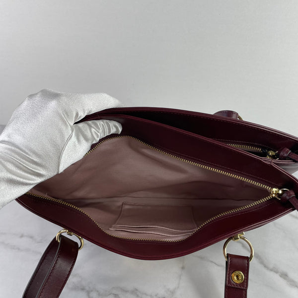GUCCI Burgundy Calfskin Large Arli Top Handle/Shoulder Bag