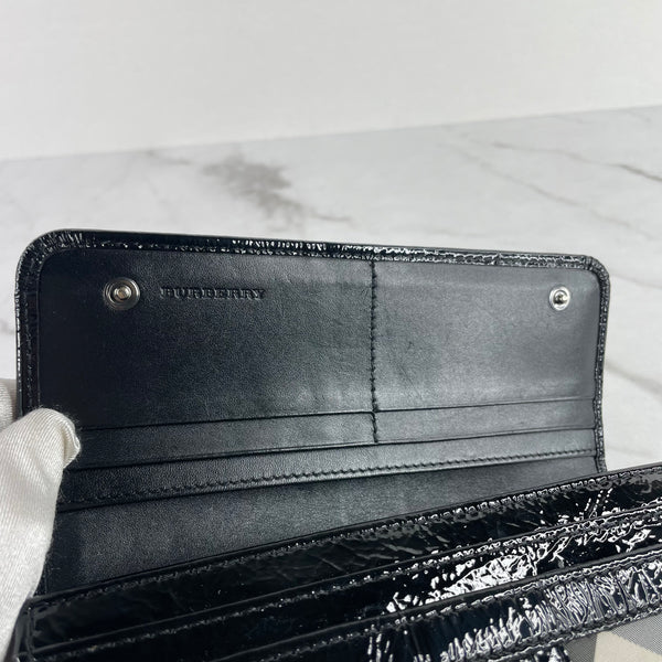 Burberry Black Nylon Check Wallet