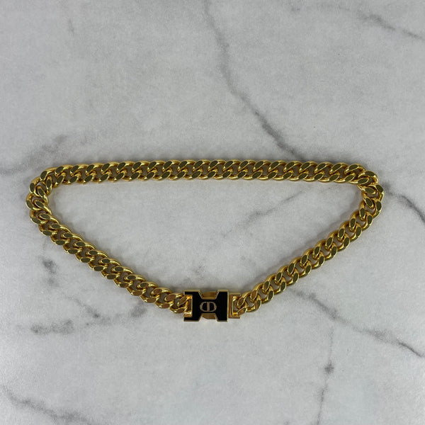 Christian Dior 30 Montaigne Necklace Gold-Finish Metal and Black Lacquer
